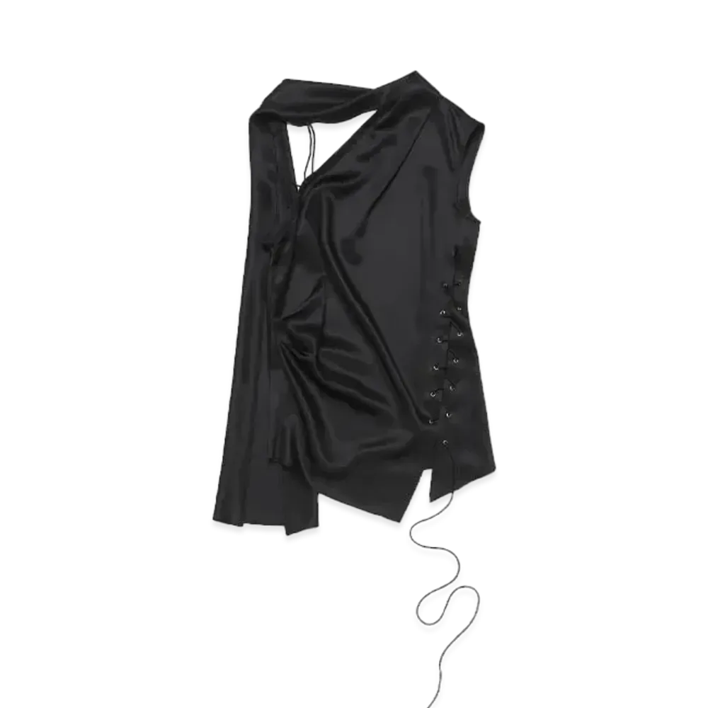 Acne Studios Fringe Wrap Blouse "Black"