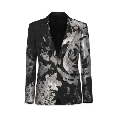 Alexander McQUEEN Wax Flower Single Breasted Jacket "Black/Silver"