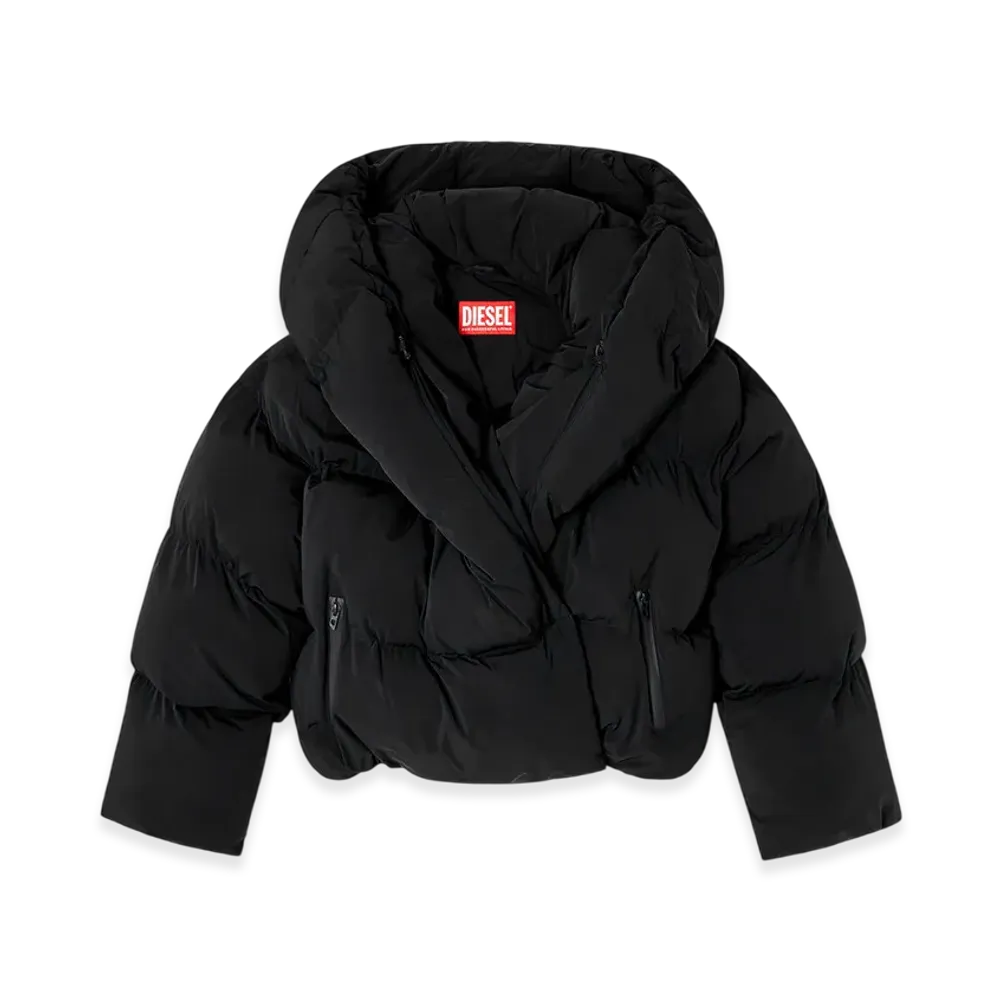 Diesel W-Iley-T1 Wrap Puffer In Bi-Stretch Nylon "Black"