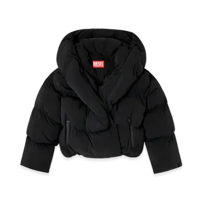 Diesel W-Iley-T1 Wrap Puffer In Bi-Stretch Nylon "Black"