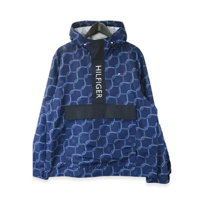 TOMMY HILFIGER Nylon Half Zip Anorak Parka "Low Print"