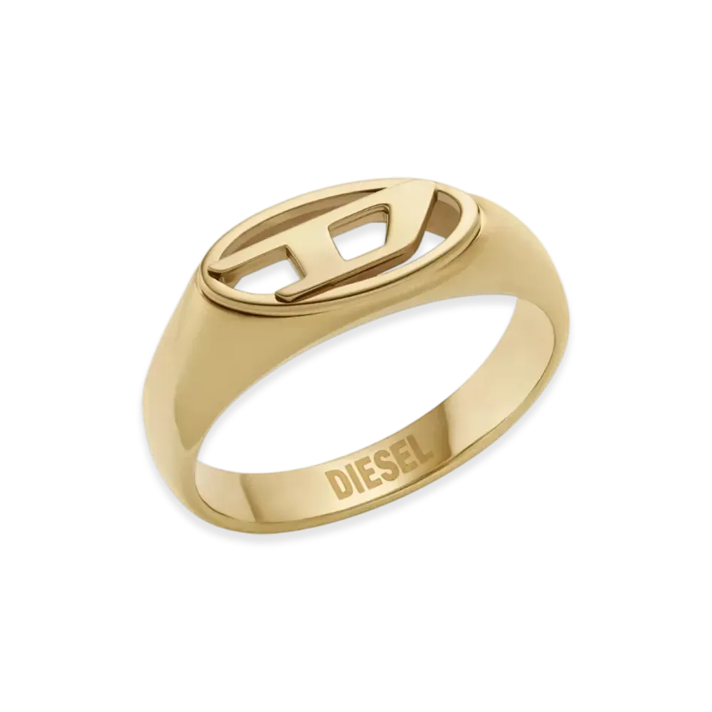 Diesel Dx1588710 Jewel Gold-Tone Stainless Steel Signet Ring "Gold"