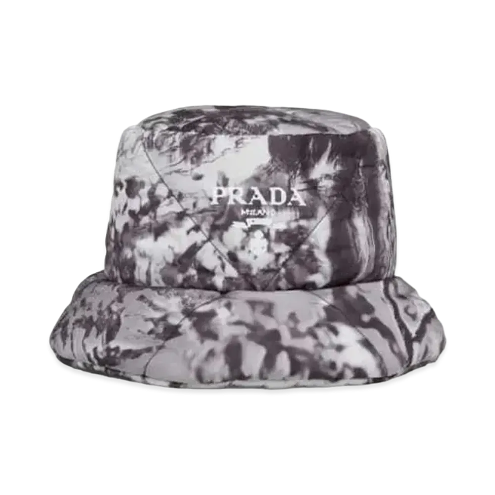 PRADA Print Re Nylon Bucket Hat "Light Gray"
