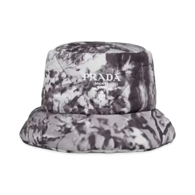 PRADA Print Re Nylon Bucket Hat "Light Gray"