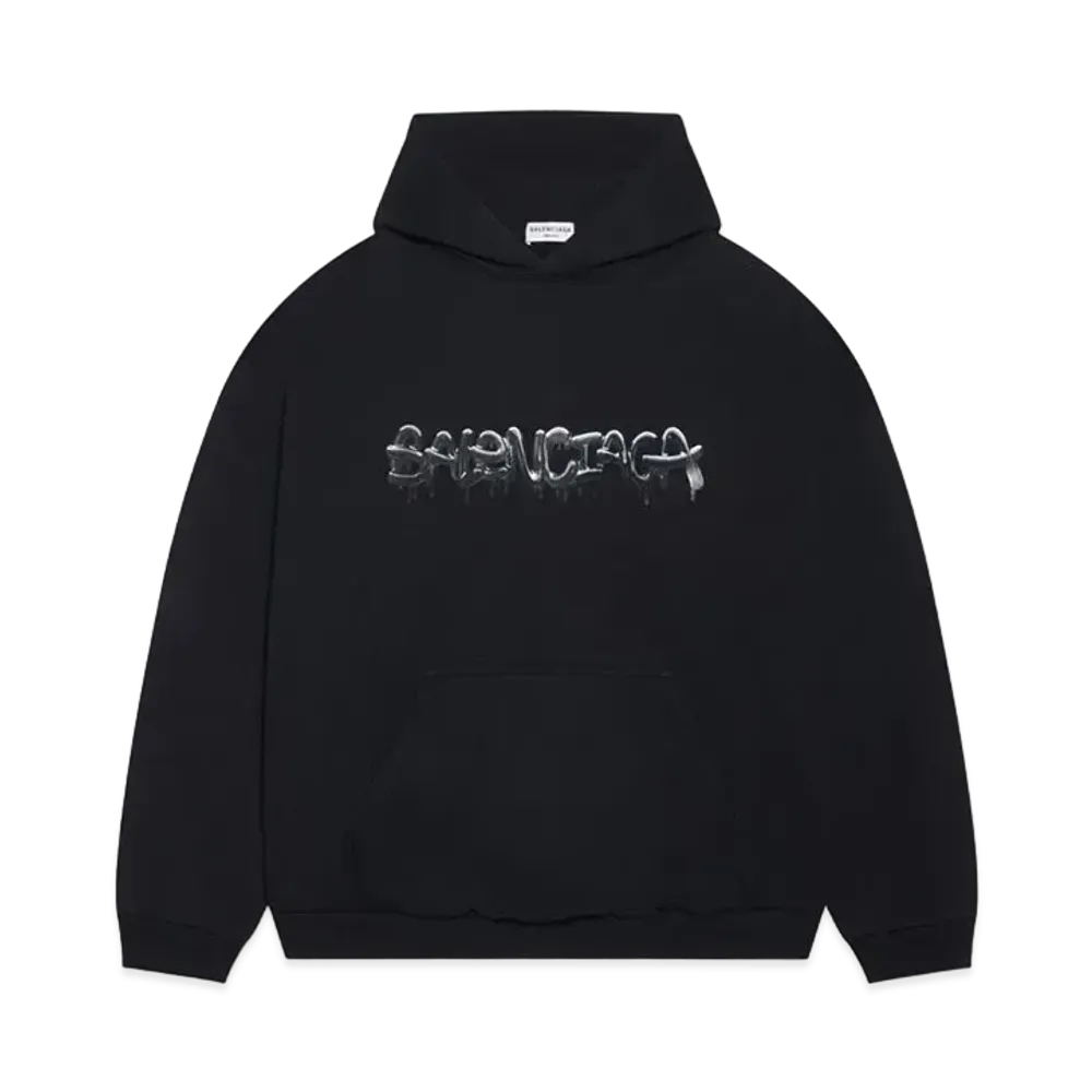 BALENCIAGA MENS Slime Wide Fit Hoodie "Black"