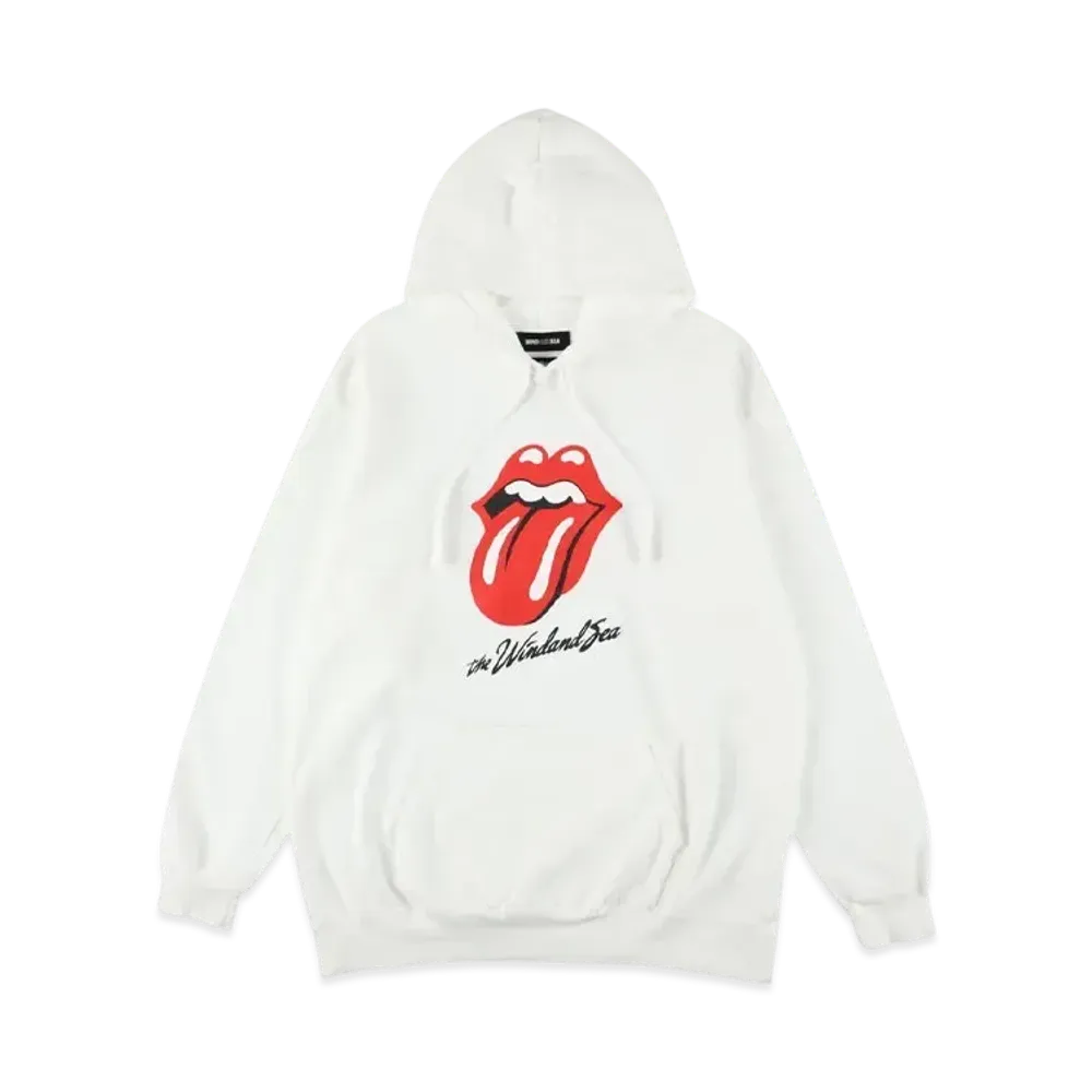 WIND AND SEA x The Rolling Stones Tongue Hooded Sweatshirt "White"