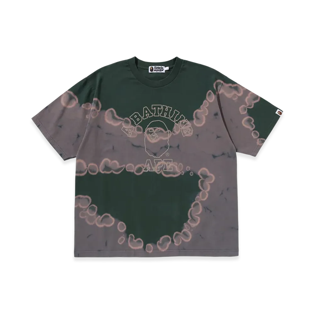 A BATHING APE Hand Dye College Relaxed Fit Tee "Green"