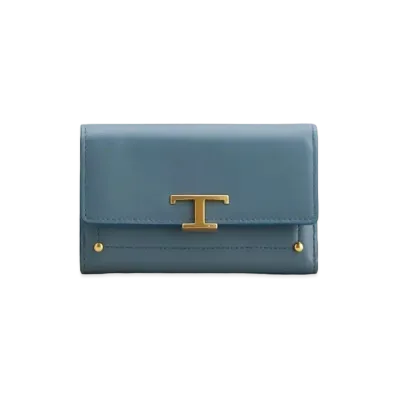 TOD'S Timeless Wallet In Leather "Blue"
