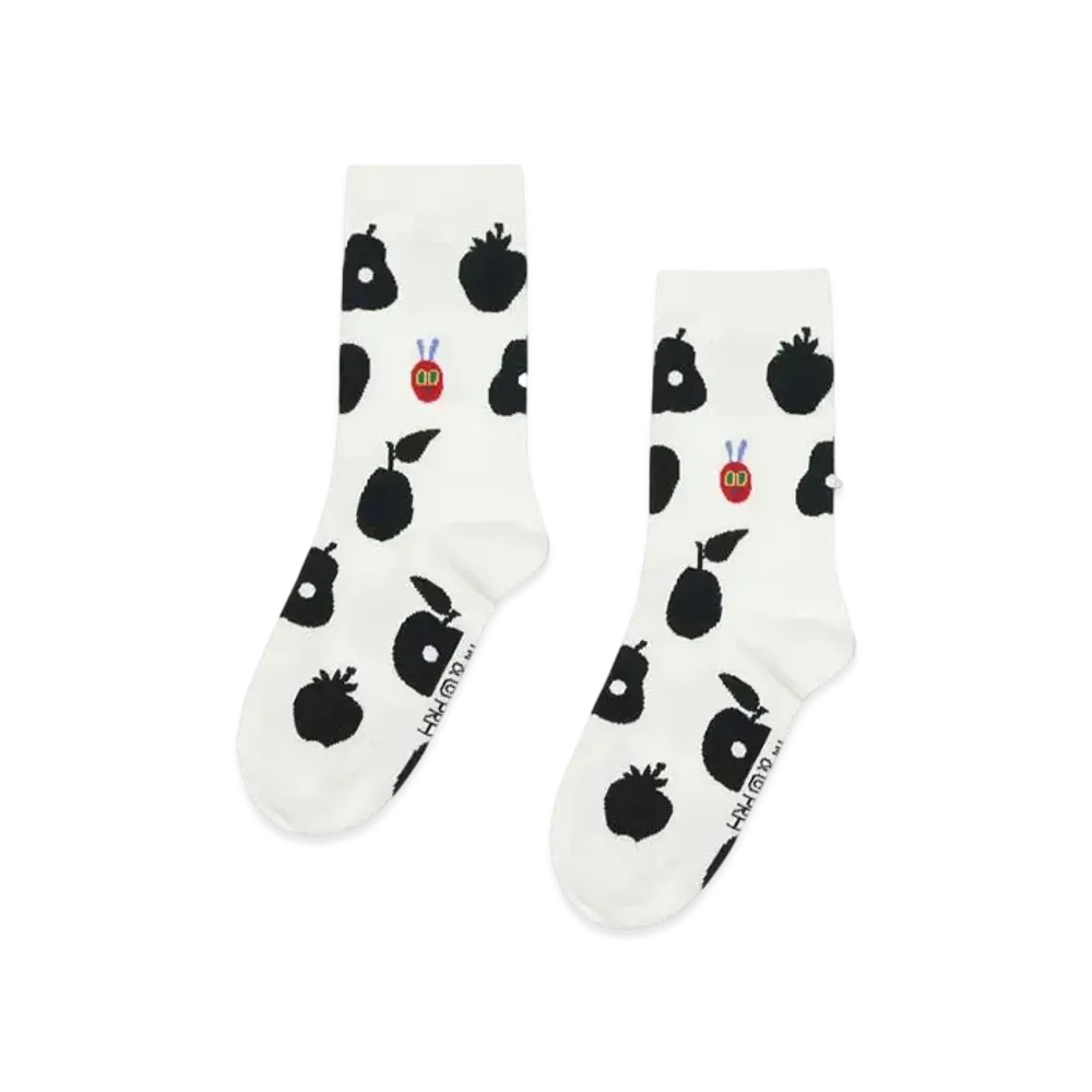 graniph x Eric Carle Fruit Silhouette Pattern Middle Socks "White"