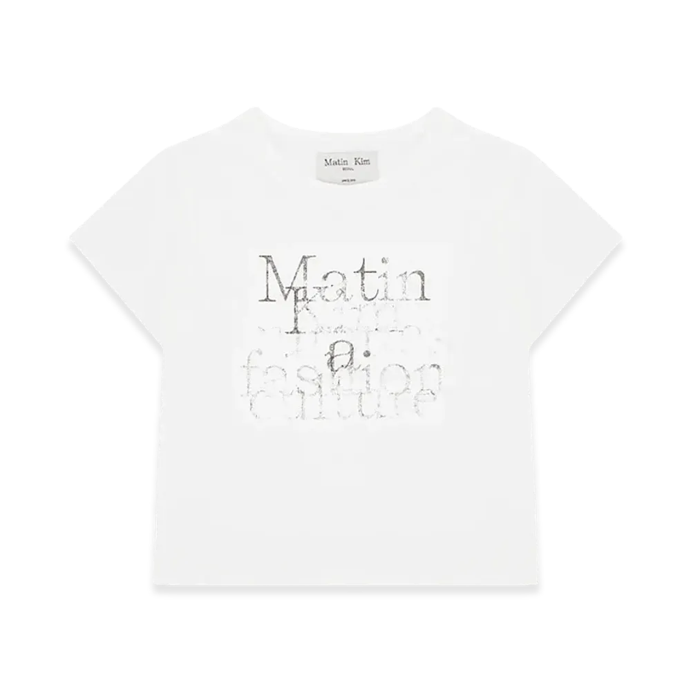 Matin Kim Women's Dusty Typo Graphic Crop Top T-Shirt "White"