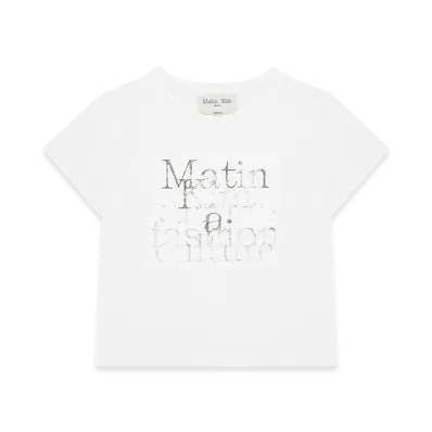 Matin Kim Women's Dusty Typo Graphic Crop Top T-Shirt "White"