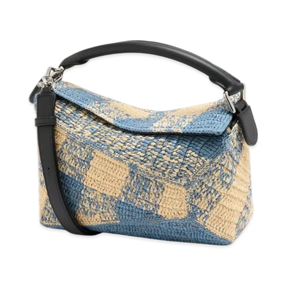LOEWE Puzzle Edge Bag Small "Natural/Light Blue"