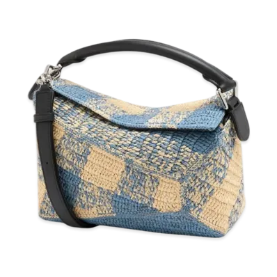 LOEWE Puzzle Edge Bag Small "Natural/Light Blue"