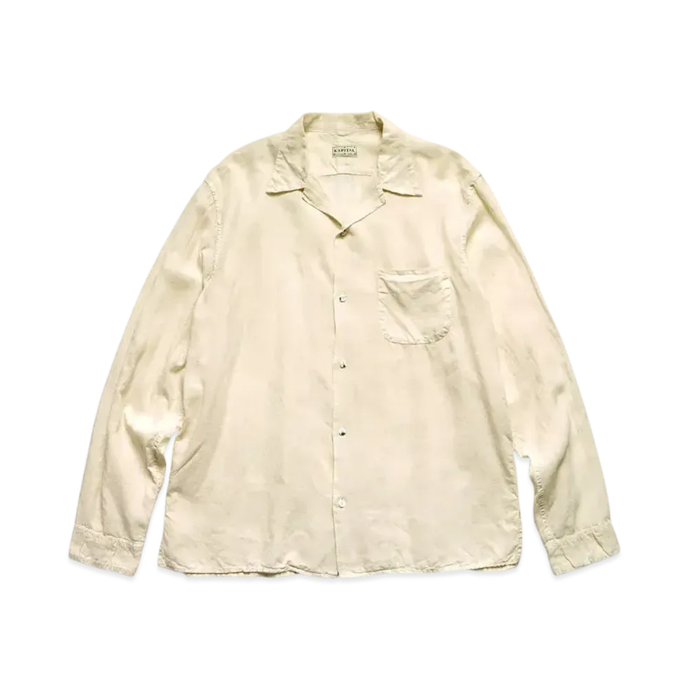 KAPITAL Soft Linen Open Collar Shirt "Kinari"