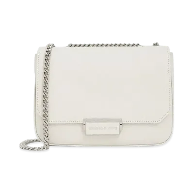 CHARLES & KEITH Push Lock Chain Handle Bag "White"