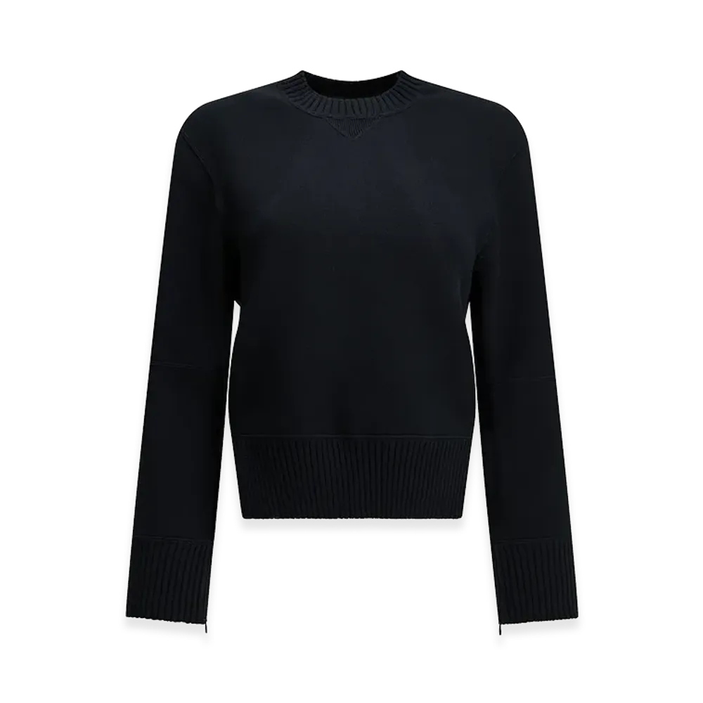 sacai Women's Crew-Neck Sweater Made Of A Cotton-Cashmere Blend "Dark Blue"