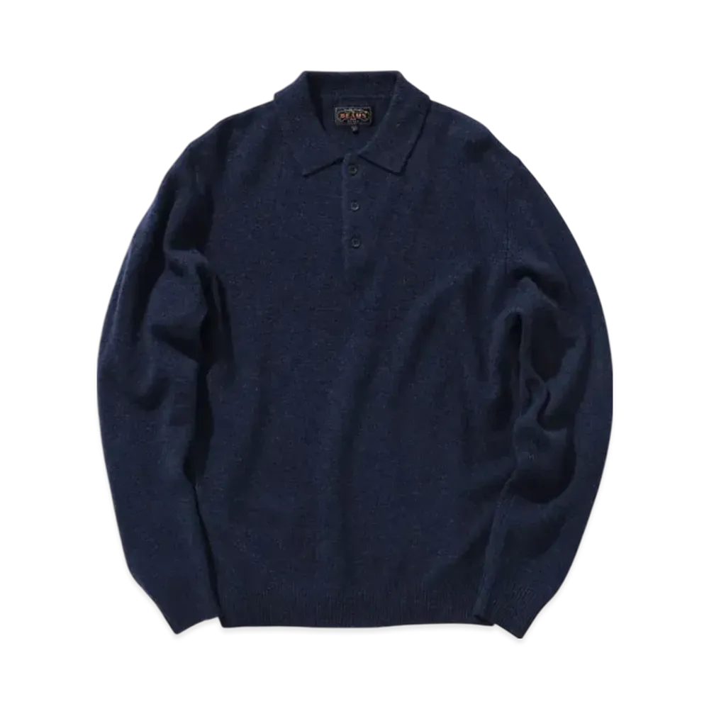 BEAMS Knit Polo 9G "Navy"