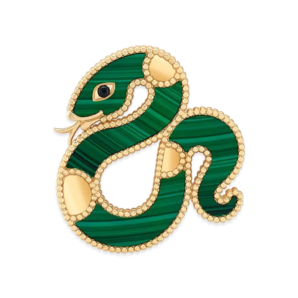 Van Cleef & Arpels Lucky Animals Snake clip "18K Yellow gold/Onyx/Malachite"
