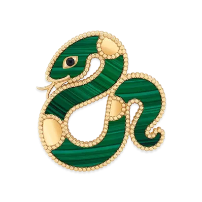 Van Cleef & Arpels Lucky Animals Snake clip "18K Yellow gold/Onyx/Malachite"