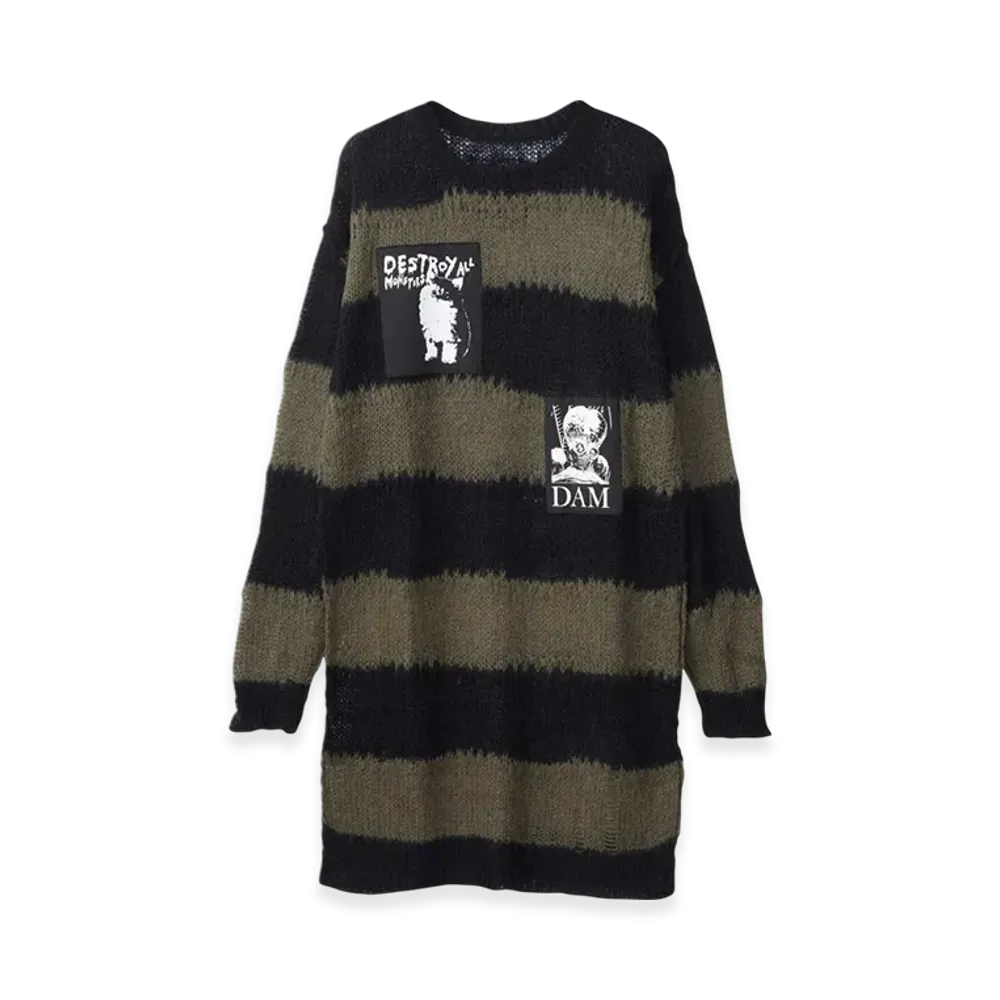 HYSTERIC GLAMOUR Destroy All Monsters Dam Monster Crash Border Dress "Khaki"