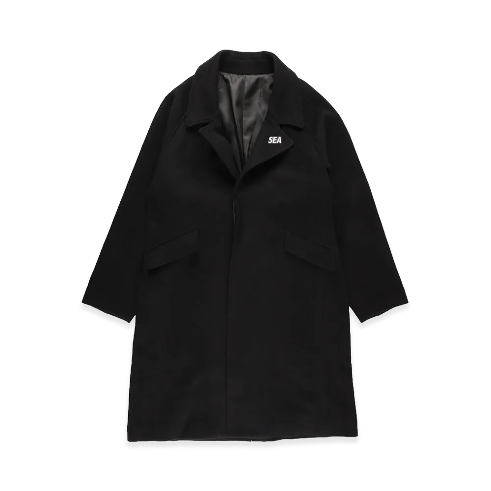 WIND AND SEA Oversized Wool Melton Coat "Black"