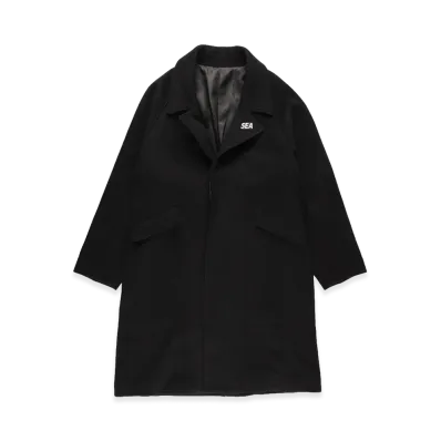WIND AND SEA Oversized Wool Melton Coat "Black"