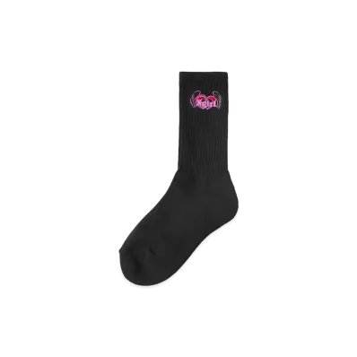 X-Girl Women's Heart And Wing Embroidered Socks "Black"