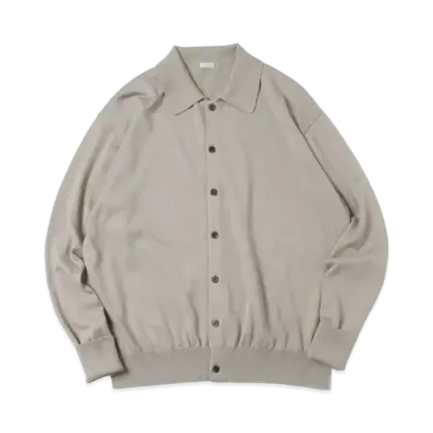 A.PRESSE Cotton Knit Polo Collar Cardigan "Sage"