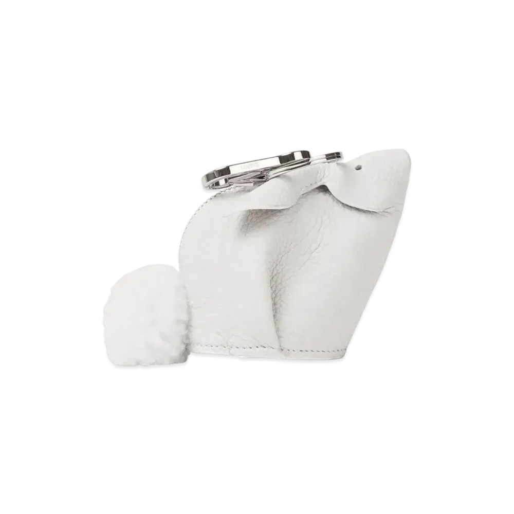 LOEWE Bunny Charm In Grained Calfskin And Shearling "White"