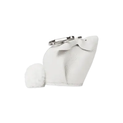 LOEWE Bunny Charm In Grained Calfskin And Shearling "White"