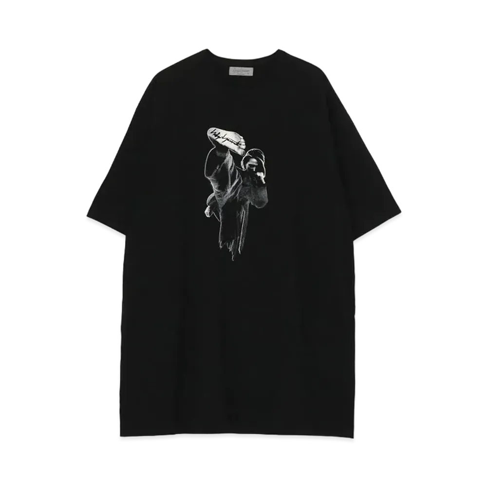 Yohji Yamamoto Pour Homme 30/-COMBED PLAIN STITCH ORIGINAL PRINT BIG HALF SLEEVES "Black"