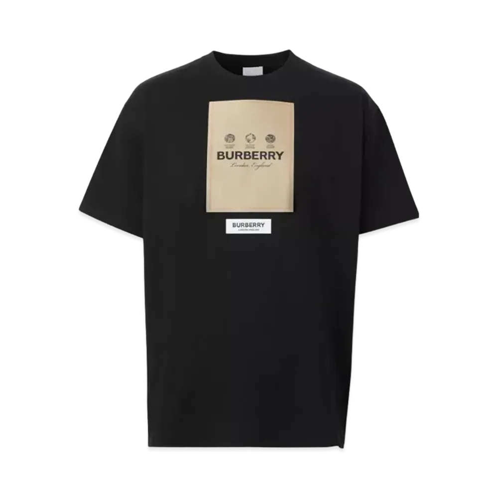 Burberry Men's Label Applique Cotton Oversized T-shirt "Black"