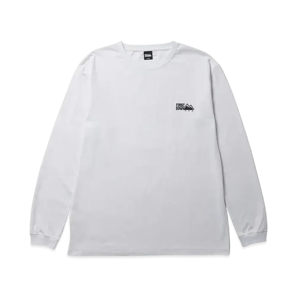 FIRST DOWN Logo L/S Tee Cotton Jersey "White"