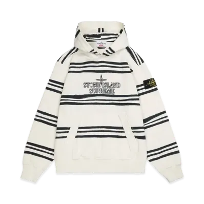 Supreme x Stone Island Warp Stripe Hooded Sweatshirt "White"