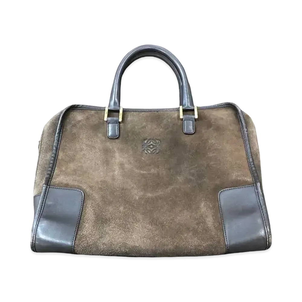 LOEWE Anagram Suede Hand Bag "Brown/Black"