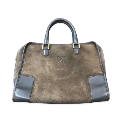 LOEWE Anagram Suede Hand Bag "Brown/Black"