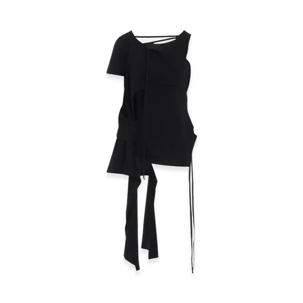 Yohji Yamamoto 56/-Compact Single Jersey Asymmetry Layered Ssv T "Black"