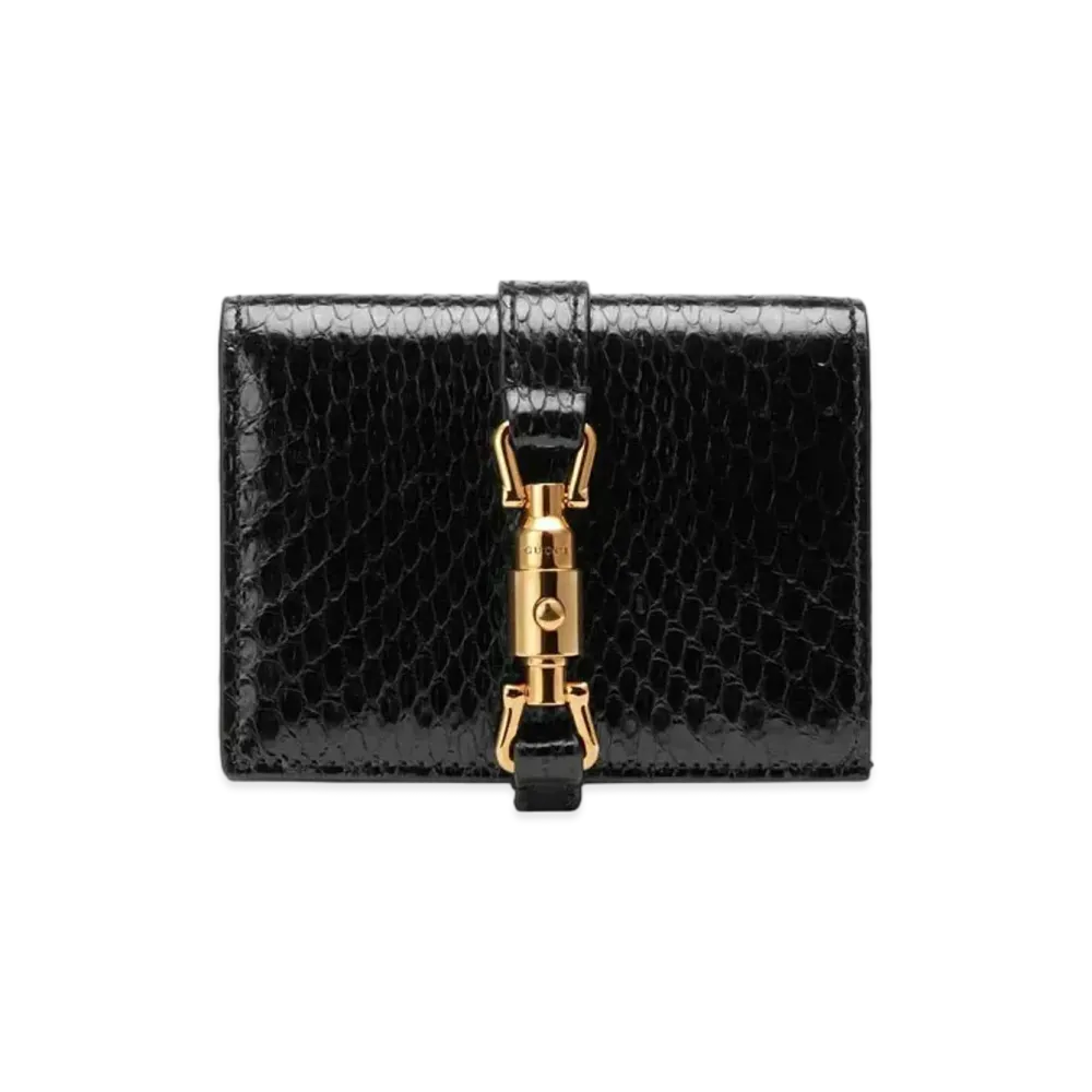 GUCCI Jackie 1961 Python Card Case Wallet "Black"