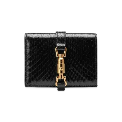 GUCCI Jackie 1961 Python Card Case Wallet "Black"