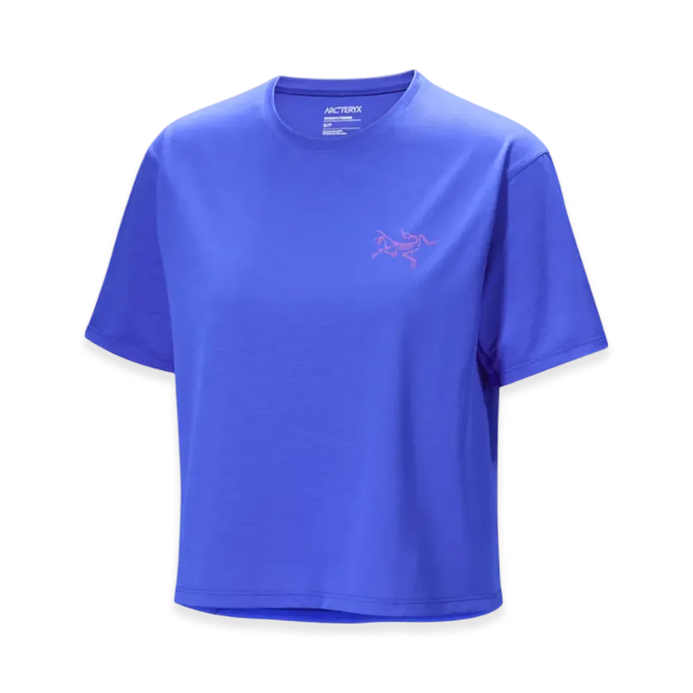 ARC'TERYX Women's Taema Crop Topo SS "Electra Heather/Soulsonic" X000009494