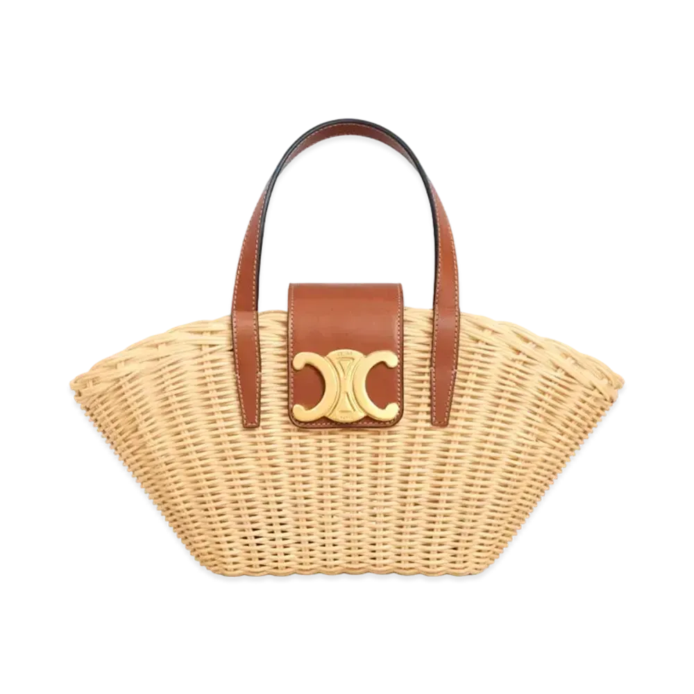 CELINE Teen Couffin in Wicker and Calfskin "Natural/Tan"