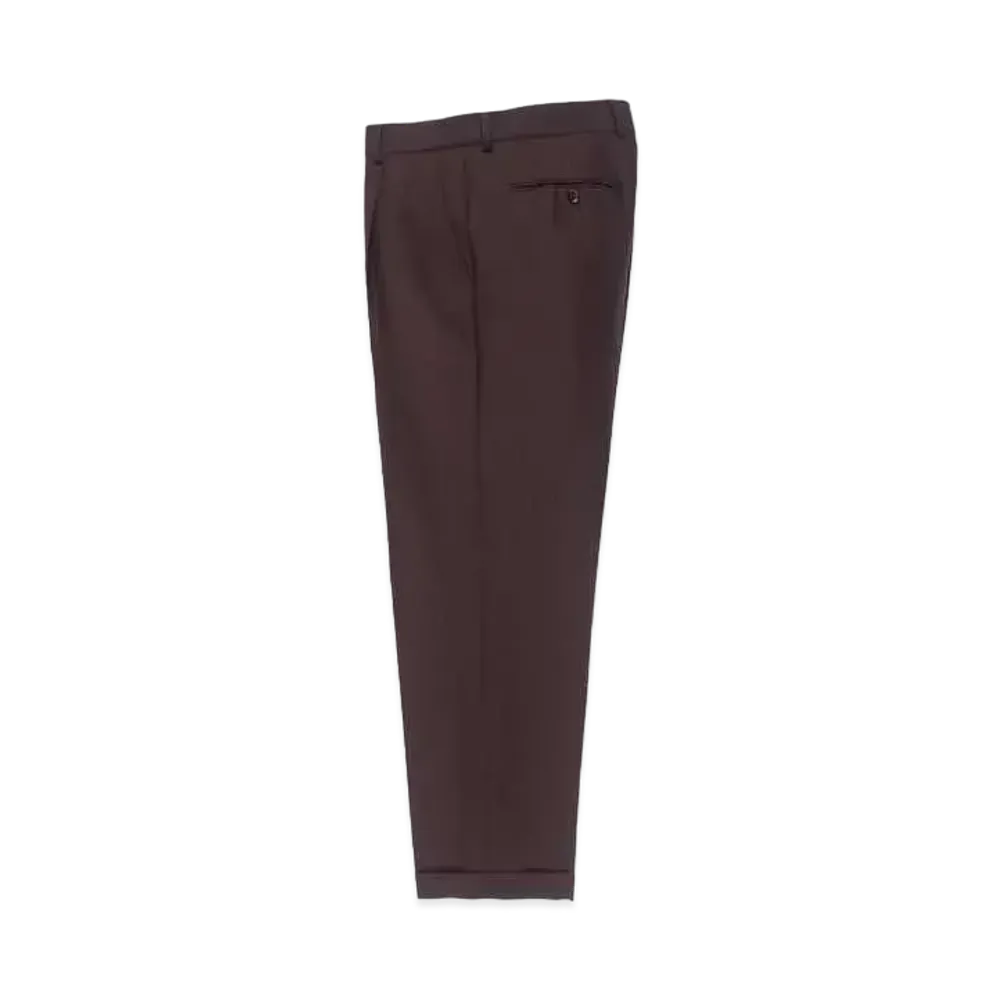 WACKO MARIA DORMEUIL / Pleated Trousers (Type-2) , Straight Trousers "Dark Brown"