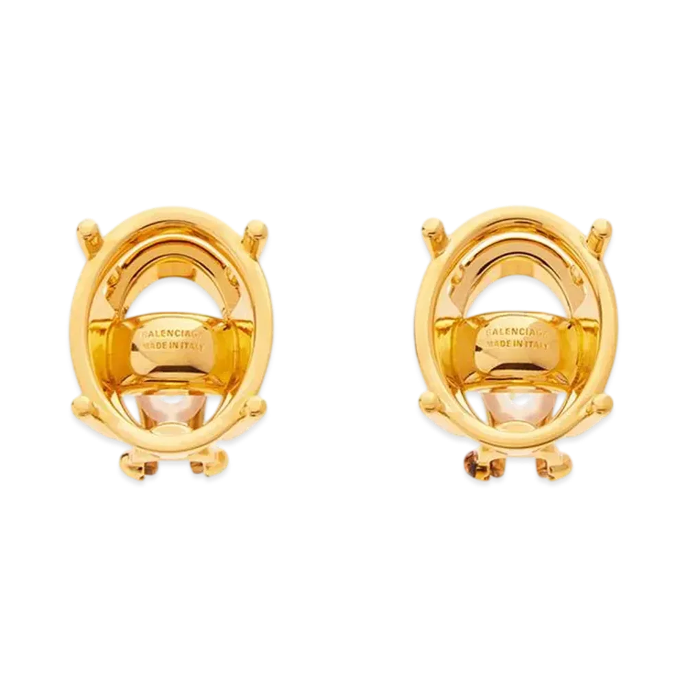 BALENCIAGA Frame Oval Earrings "Shiny Gold"