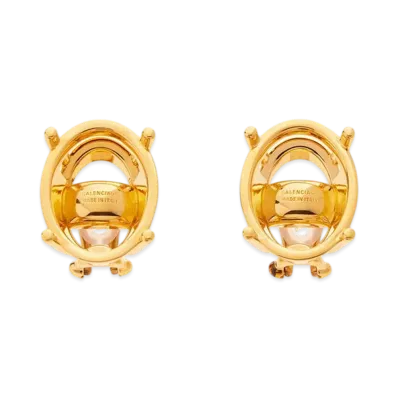BALENCIAGA Frame Oval Earrings "Shiny Gold"