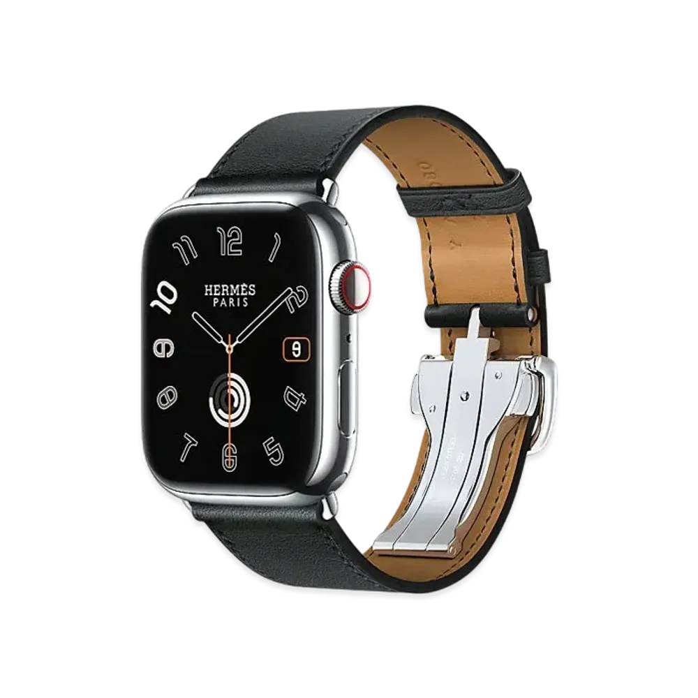 Apple Watch x Hermes Series 9 (GPS + Cellular Model) Stainless 45mm and Single Tour Deployment Buckle "Black"