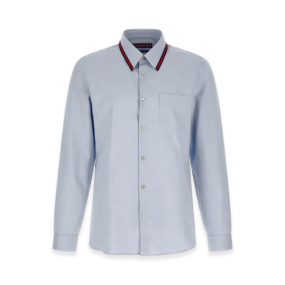 GUCCI 'Web' Collar Shirt "Light Blue"
