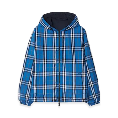 Burberry Reversible Check Hooded Jacket "Hyacinth"