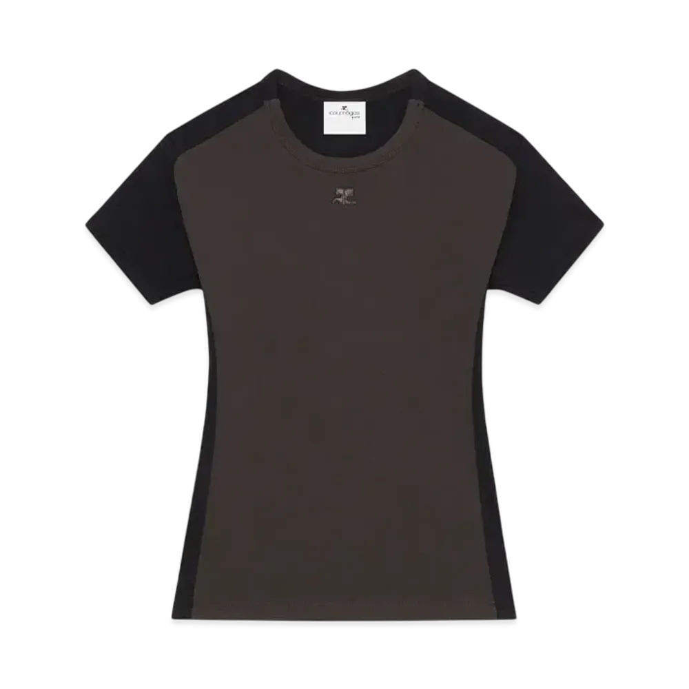 Courreges Contrast Frame T-Shirt "Mud Brown/Black"