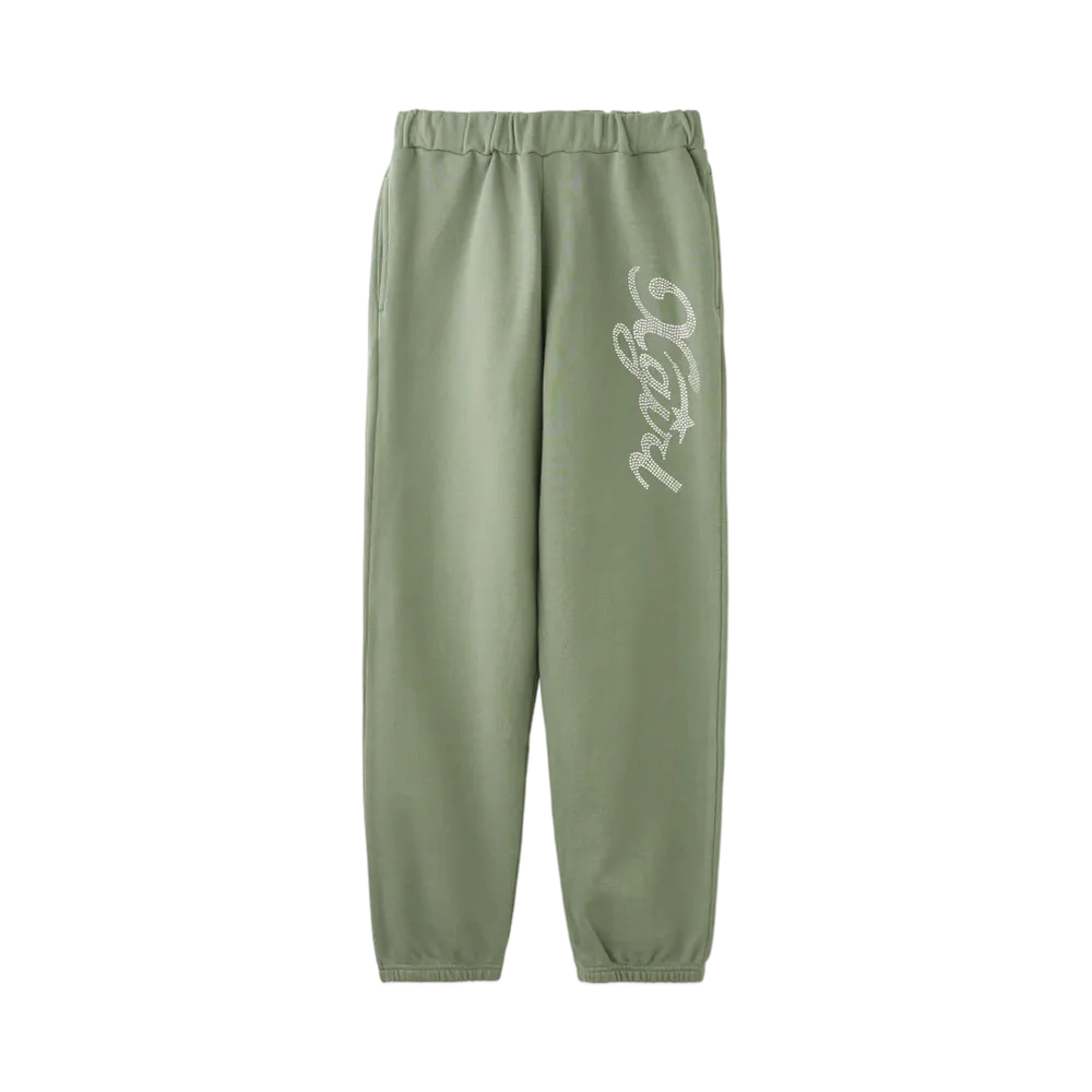 X-Girl Rhinestone X-Girl Star Cursive Logo Sweat Pants "Olive"