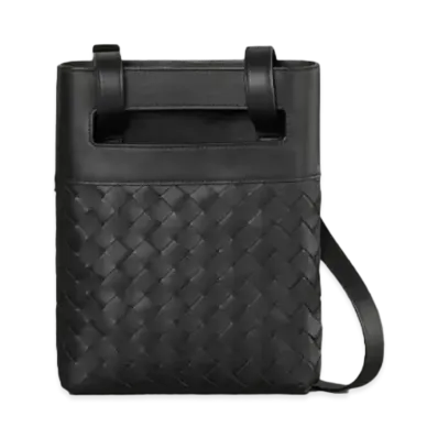 Bottega Veneta Intrecciato Calf Leather Shoulder Bag "Black"